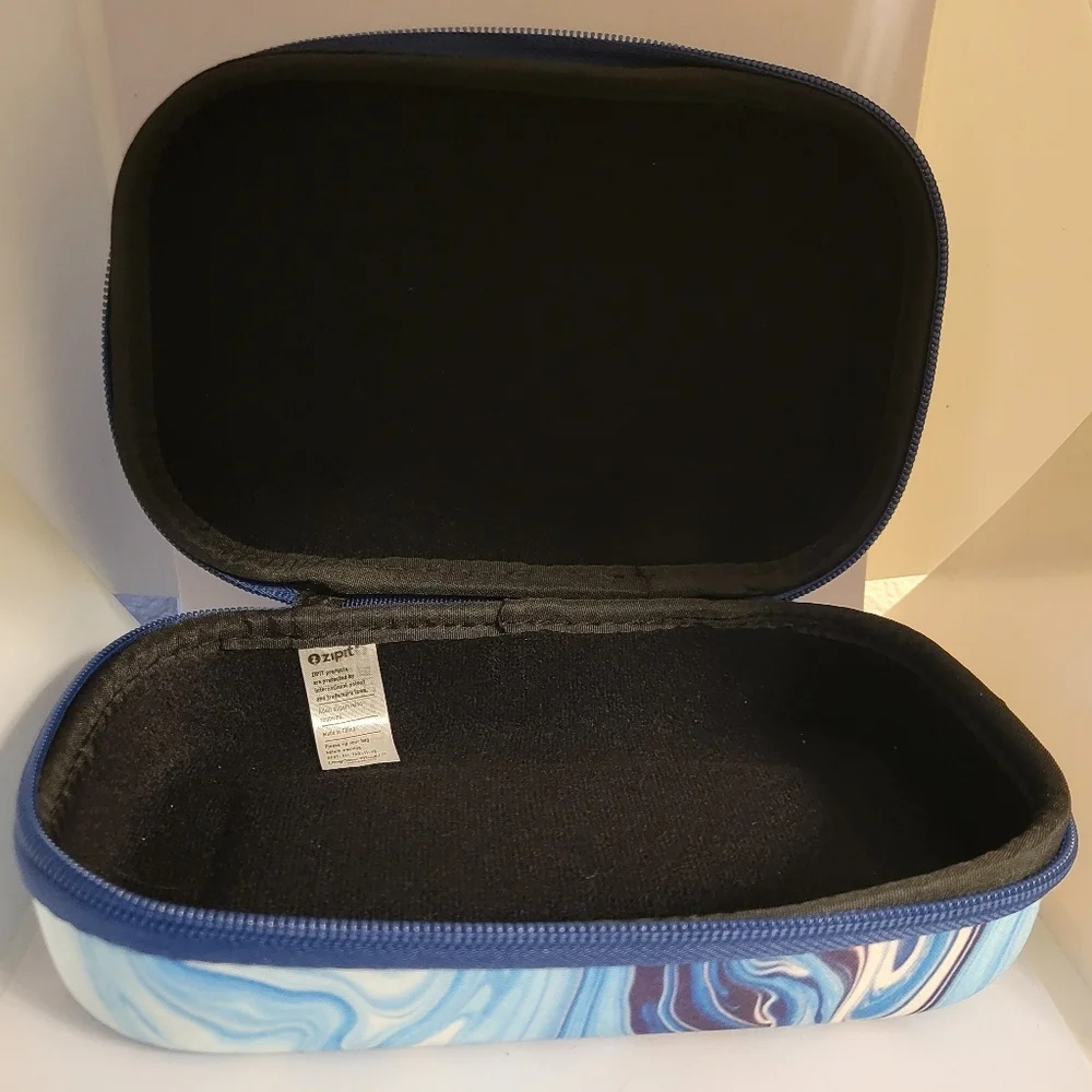 Zipit Blue Marble Hard Shell Pencil Case Zipper Storage Organizer